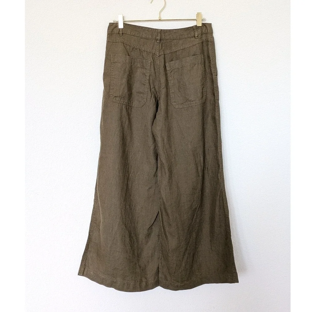 Madewell Linen Pleated Shell & Zoe Relaxed Wide Leg Pants Set Women's S/6P Olive